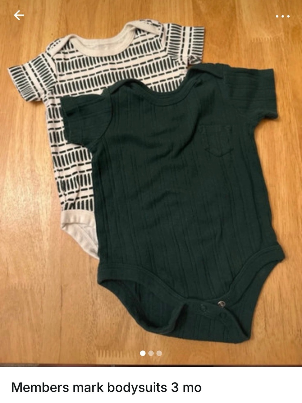 Members Mark Toddler One-Piece Bodysuit Set - Dark Green & White Graphic